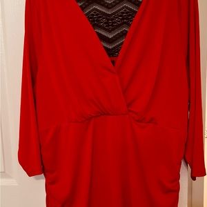Torrid size 3 black lace and red blouse
